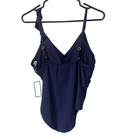 NWT Draper James x Helen Jon Women’s Size L Blue Ruffle Front One Piece Swimsuit - Picture 8 of 8